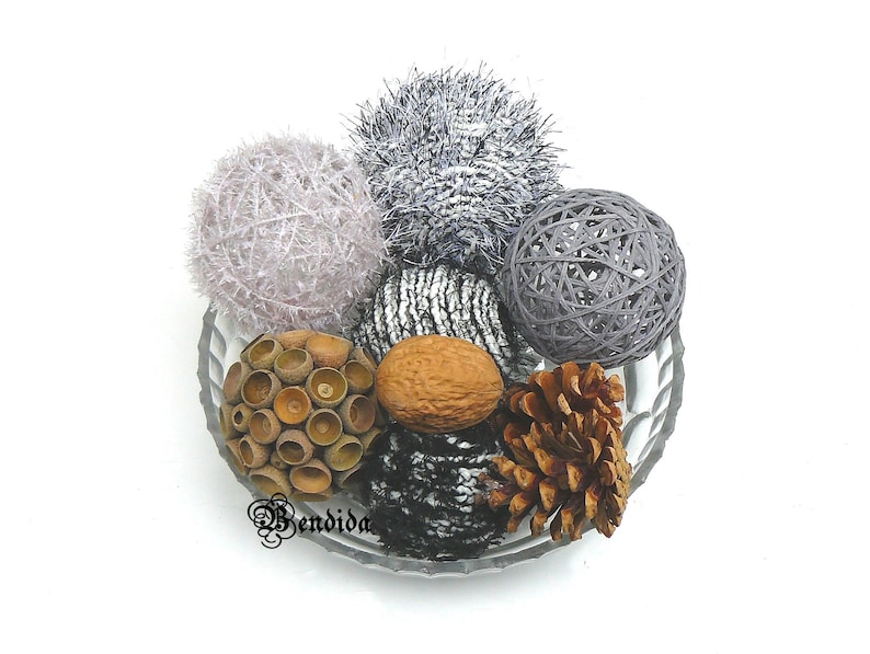 Gray Decorative Balls for Bowls Farmhouse Table