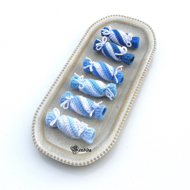 Pink and White Crochet Candy Set of 6, Faux Fake Bon Bon, Bowl or Vase