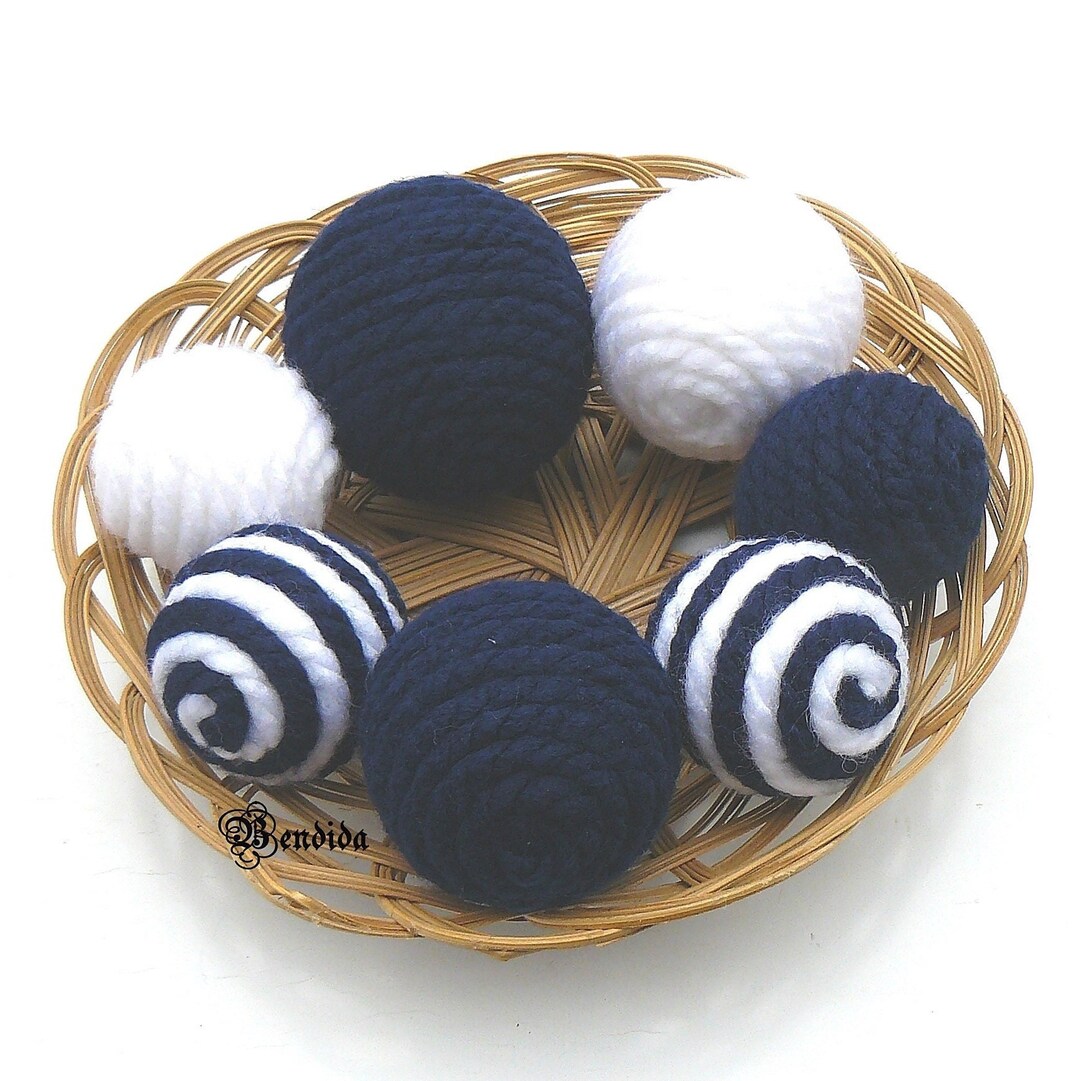 Navy Blue and White Decorative Balls for Bowls Vase Fillers Etsy