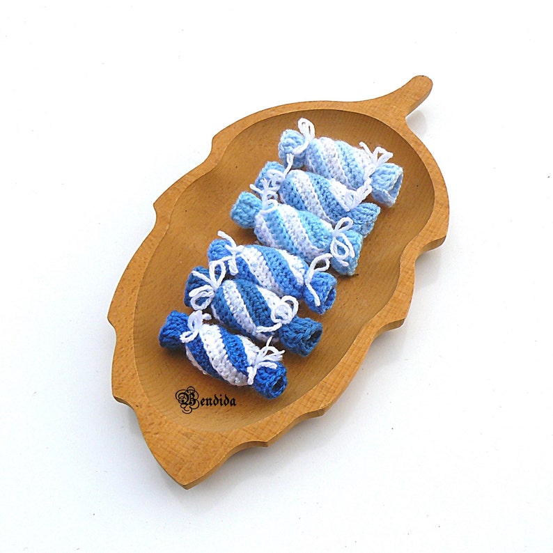 Pink and White Crochet Candy Set of 6, Faux Fake Bon Bon, Bowl or Vase