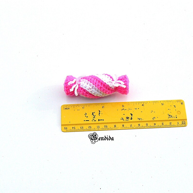 Pink and White Crochet Candy Set of 6, Faux Fake Bon Bon, Bowl or Vase
