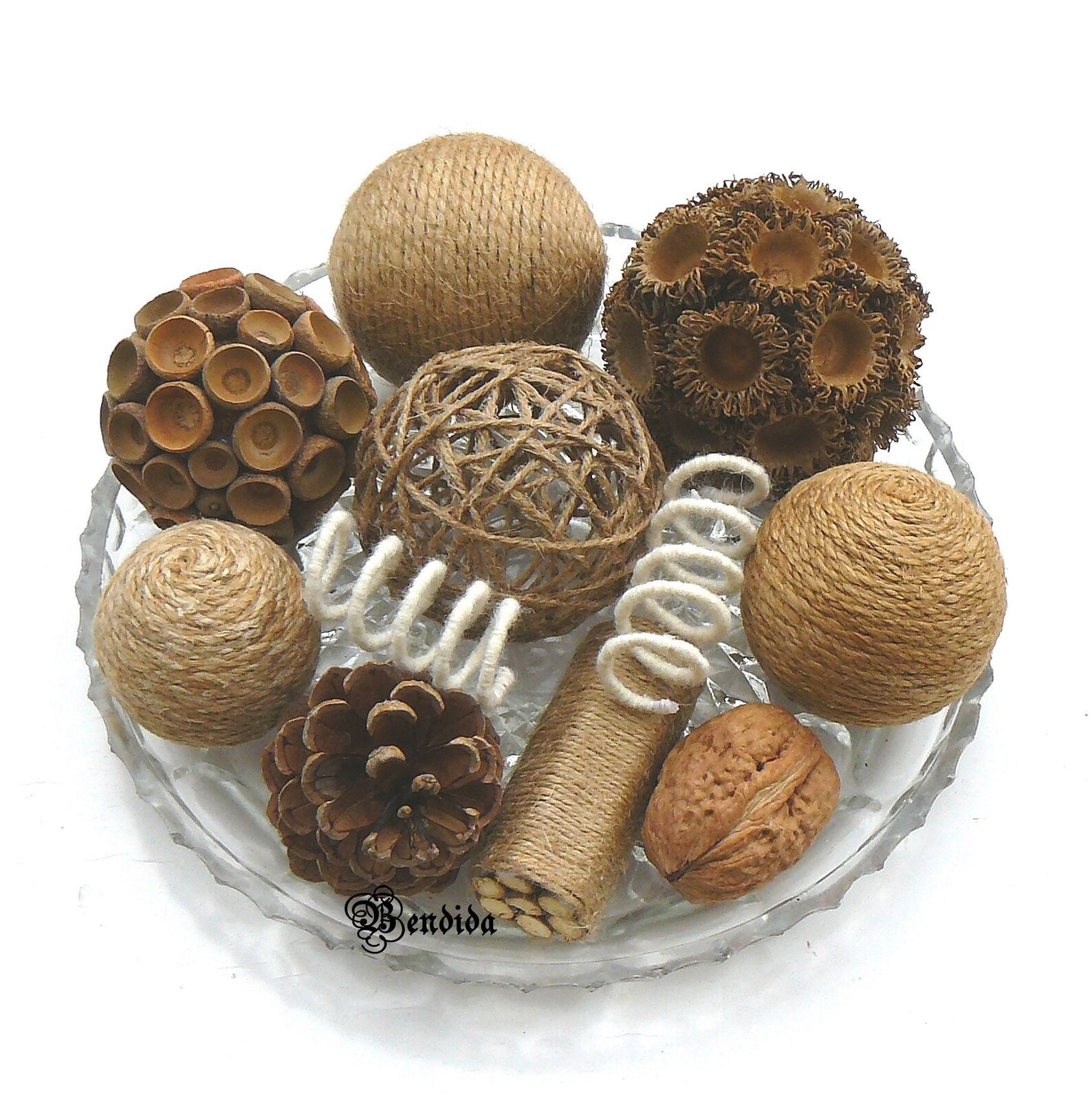 Twine Decorative Balls for Bowls, Vase Fillers Textured Orbs, Jute Rope