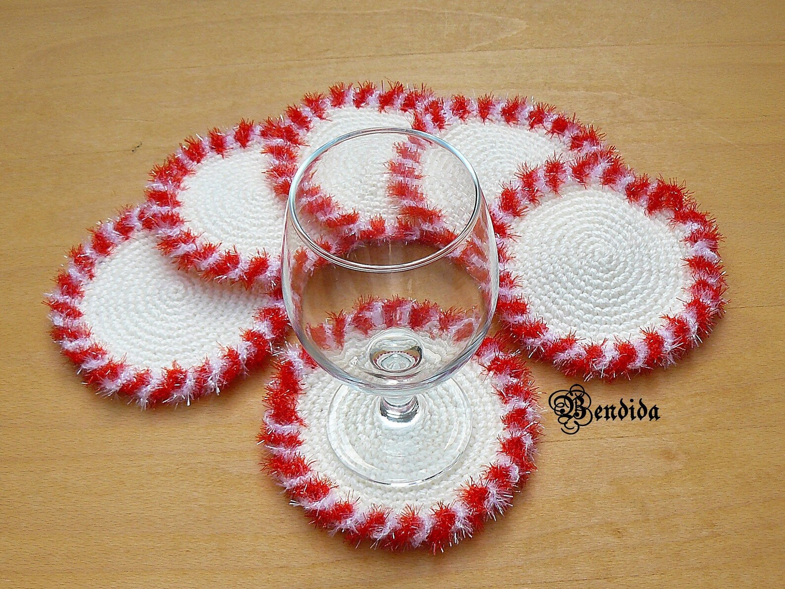 Candy Cane Coasters Crochet Drink Coasters Peppermint Round | Etsy