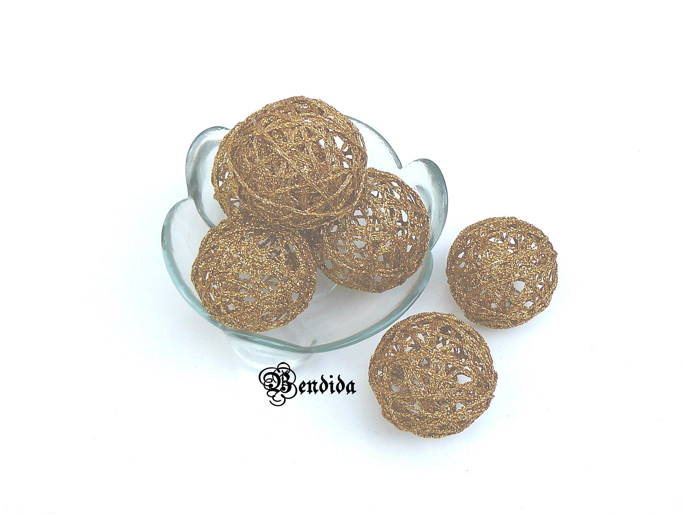 Gold Decorative Balls for Bowl Vase Fillers Orbs Wrap Yarn Etsy