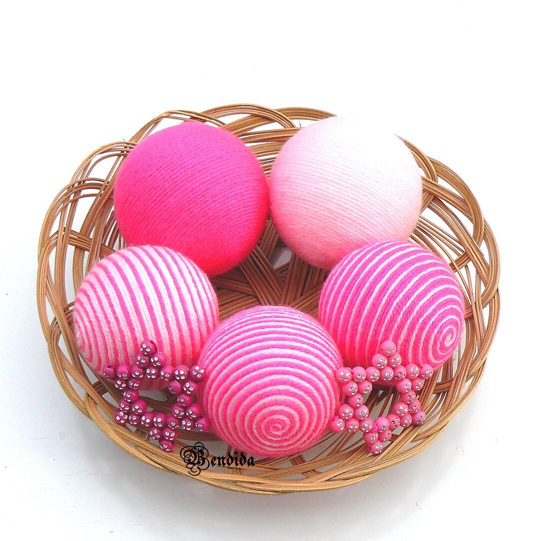 Hot Pink Decorative Balls for Bowls Vase Filler Orbs Yarn Etsy