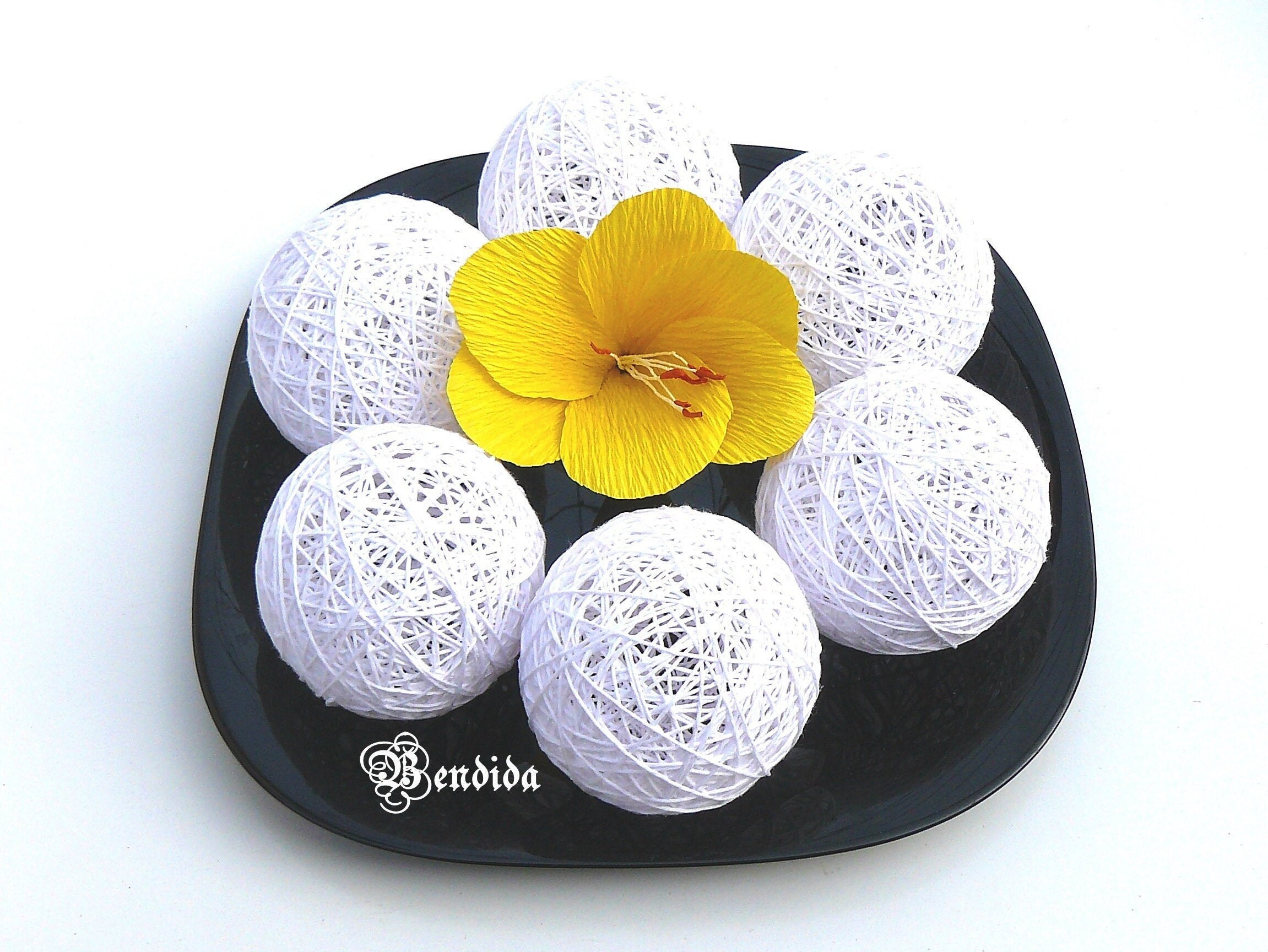 3 White Decorative Balls for Bowls Winter Wedding Table Etsy