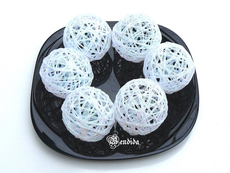 White Decorative Balls for Bowl Vase Fillers Glitter Orbs Etsy