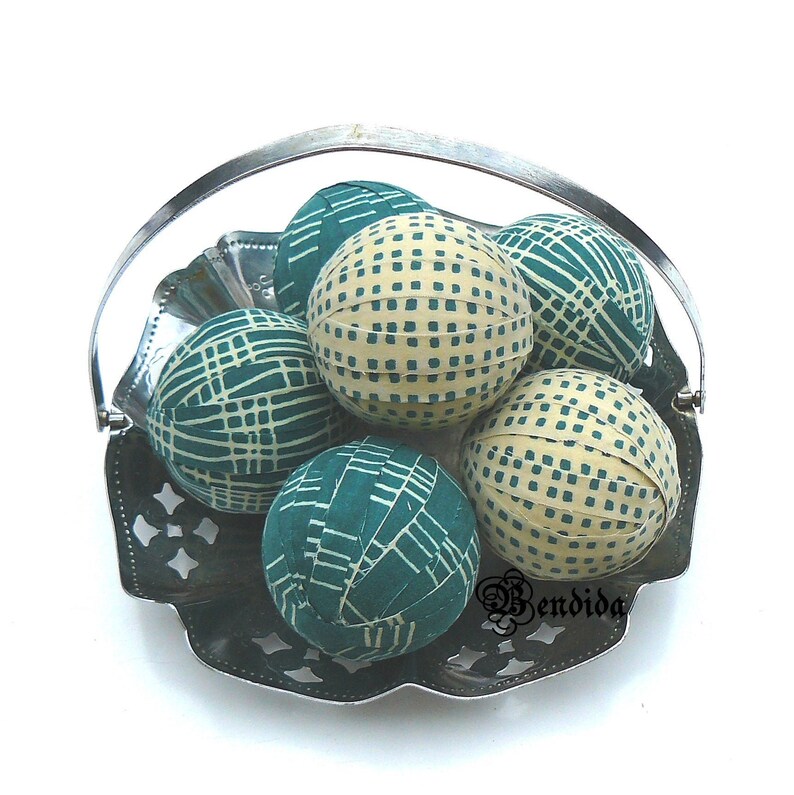 Teal Green Fabric Rag Balls Decorative Orbs for Bowl Vase Etsy