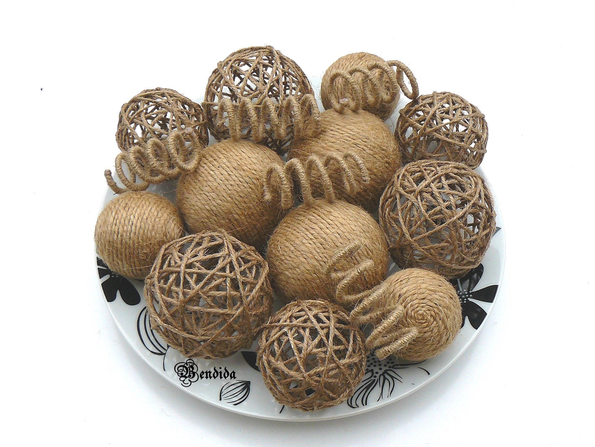 Dekorative Kugeln-Set – Mooskugeln & Hanfseilkugeln, 18 Stück, Für Vasen, Tischdekoration & DIY
