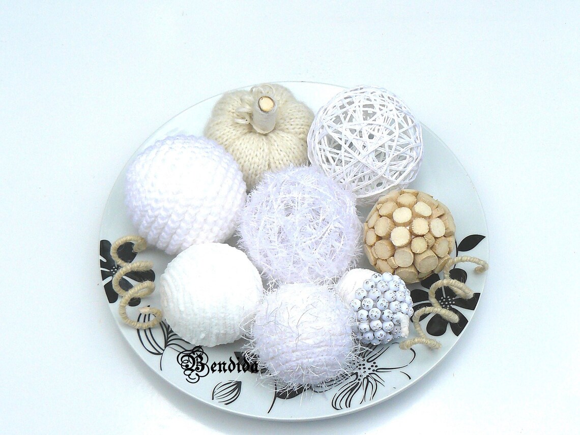 White Decorative Balls for Bowls Dining Table Centerpiece Etsy