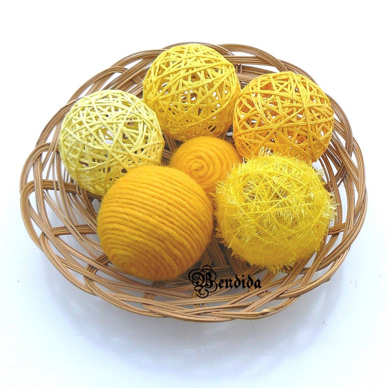 Yellow Decorative Balls for Bowl Vase Fillers Orbs Wrapped Etsy
