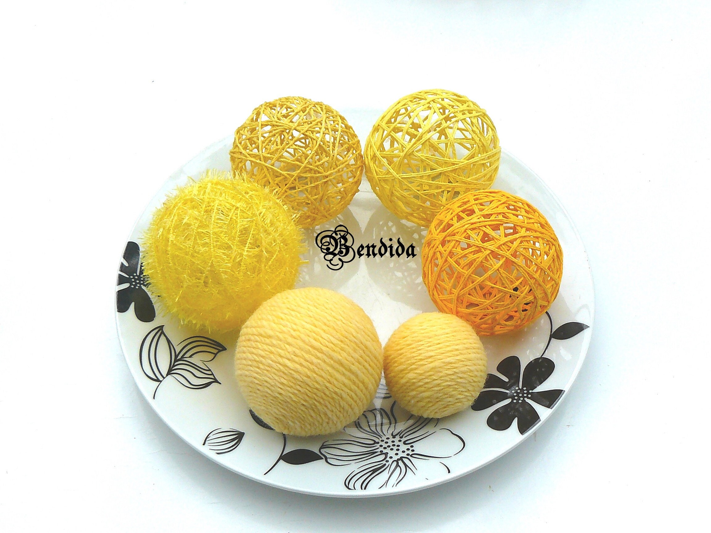 Yellow Decorative Balls for Bowls Dining Table Centerpiece Etsy