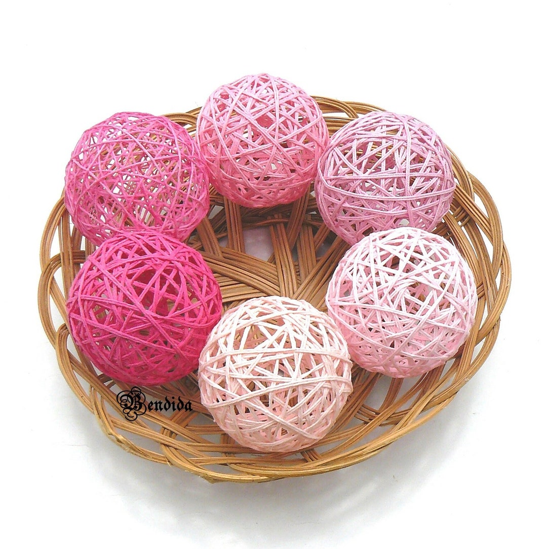 Pink Decorative Balls for Bowl Vase Filler Orbs Yarn Wrapped Etsy