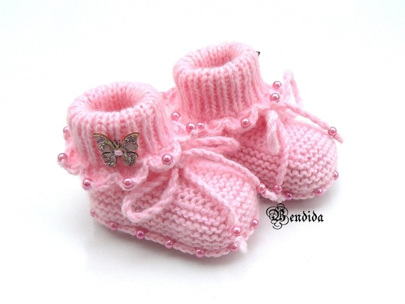 Knit Baby Girl Booties Crochet Baby 