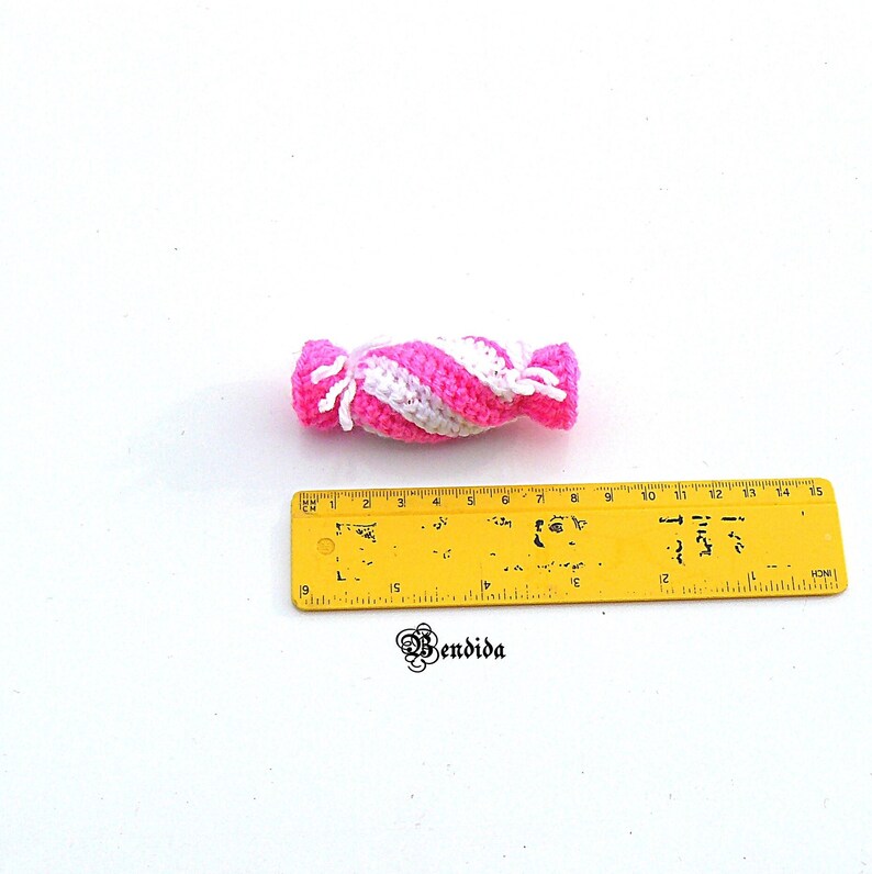 Pink and White Crochet Candy Set of 6, Faux Fake Bon Bon, Bowl or Vase