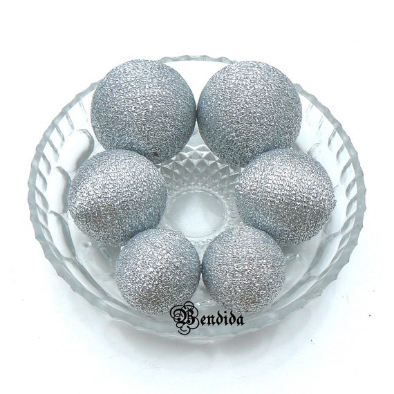 6 Silver Decorative Balls for Bowls, Vase Fillers Glitter  display picture 2