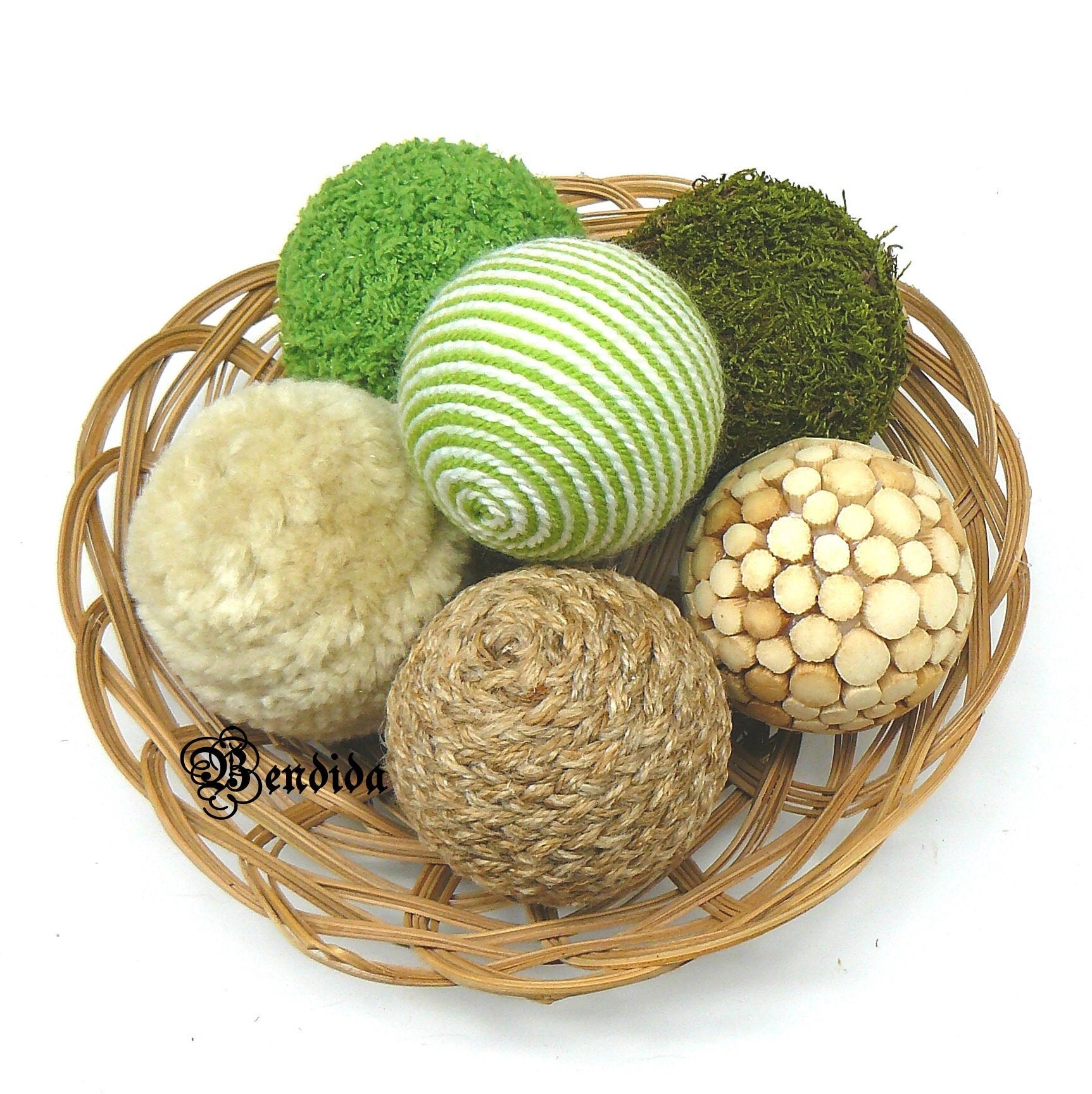 Green and Twine Decorative Balls for Bowl Vase Fillers Moss Etsy