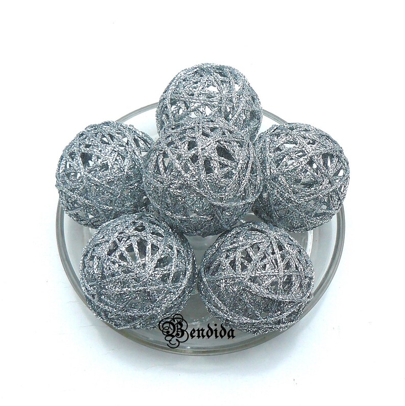2 Silver Decorative Balls for Bowl Vase Fillers Orbs Etsy