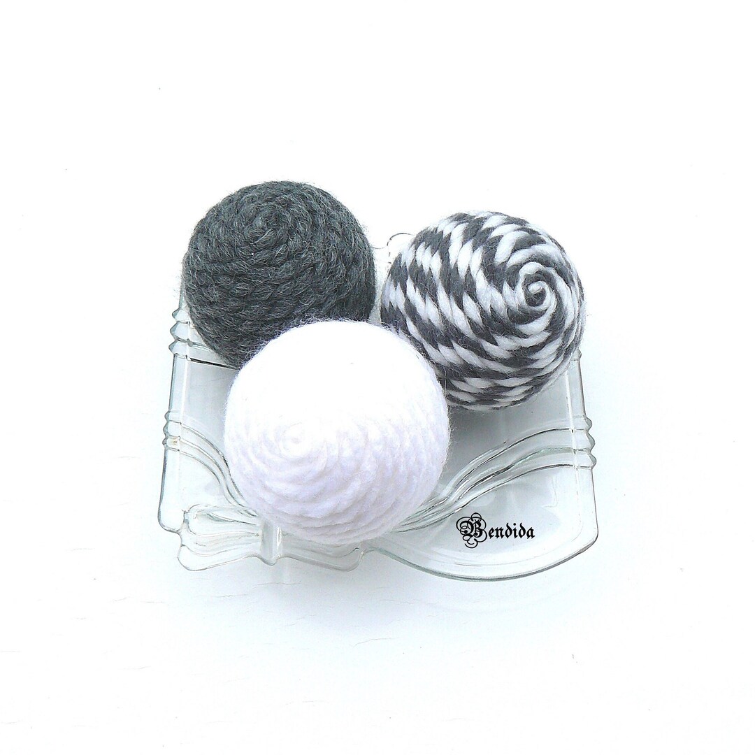 Gray and White Decorative Balls for Bowls Set of 3, Vase Fillers Orbs
