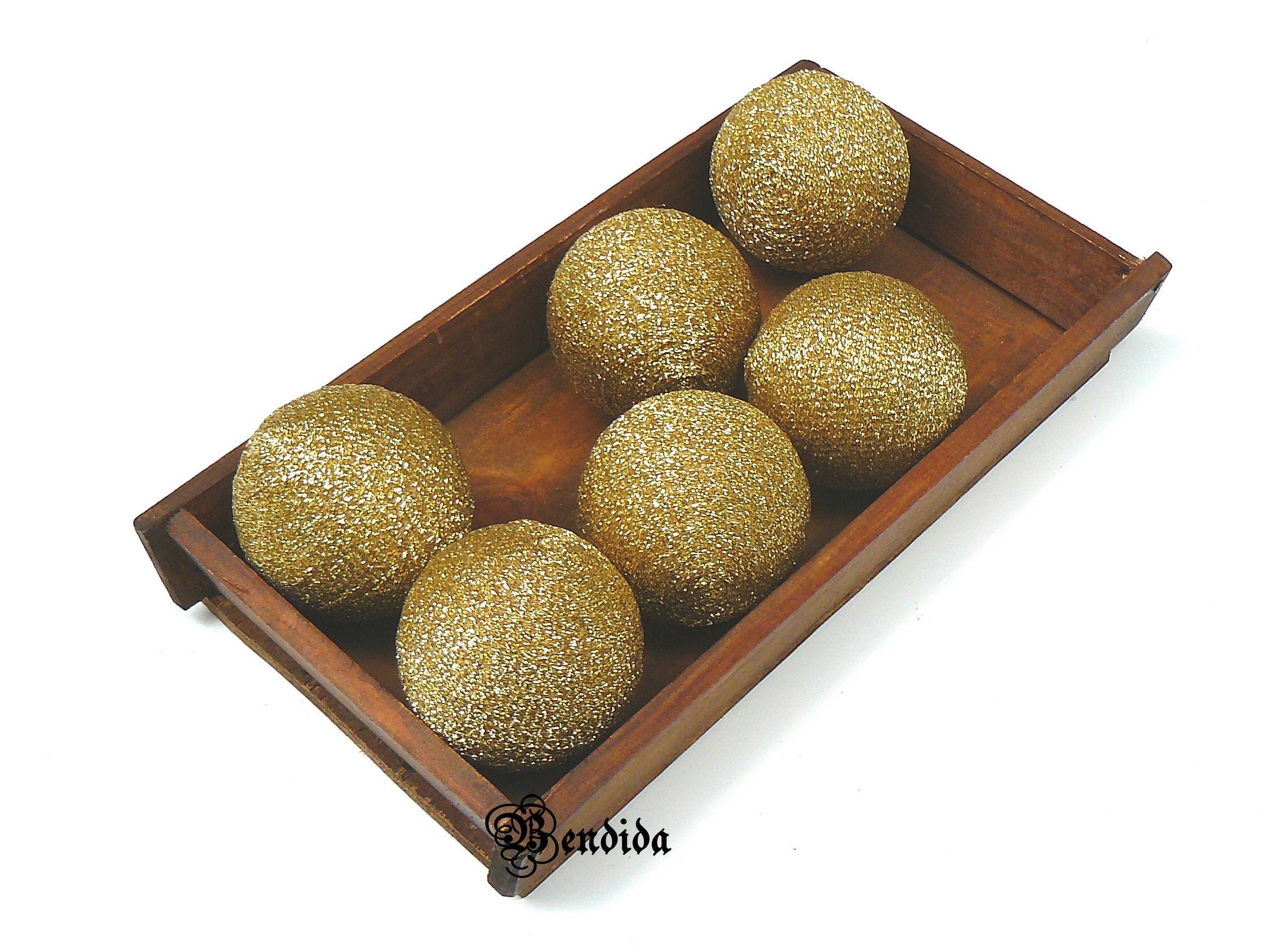 Gold Decorative Balls for Bowls, Vase Fillers Glitter Orbs, Sparkle