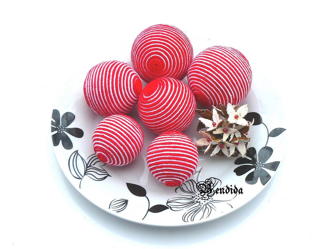 White Red Decorative Balls for Bowl Vase Fillers Orbs Wrap Etsy