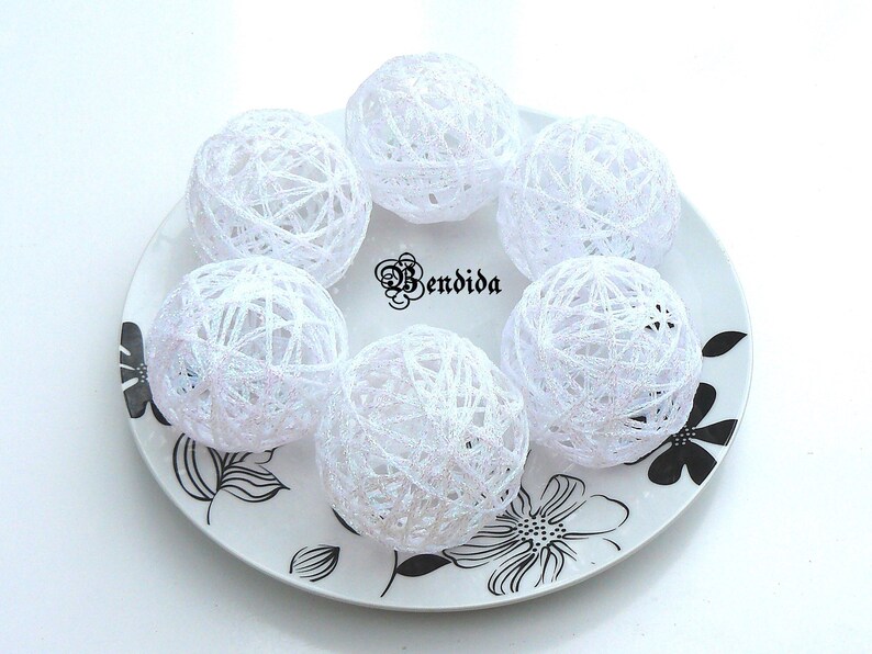 White Decorative Balls for Bowl Vase Fillers Glitter Orbs Etsy