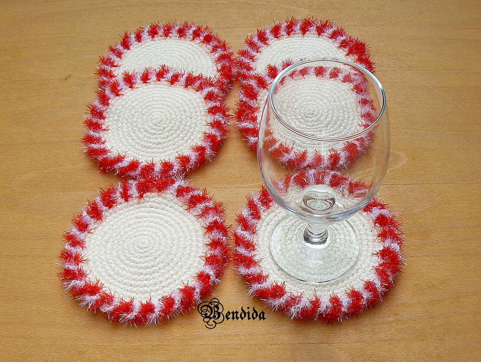 Candy Cane Coasters Crochet Drink Coasters Peppermint Round | Etsy
