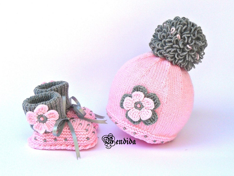 Crochet Baby Girl Clothes Baby Girl Coming Home Outfit Pink Baby Set Baby Girl Outfit Winter Newborn Clothes Baby Girl Hat and Booties
