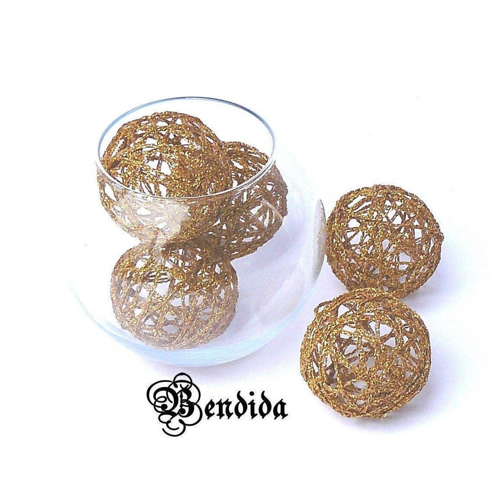 Gold Decorative Balls for Bowl Vase Fillers Orbs Wrap Yarn Etsy UK