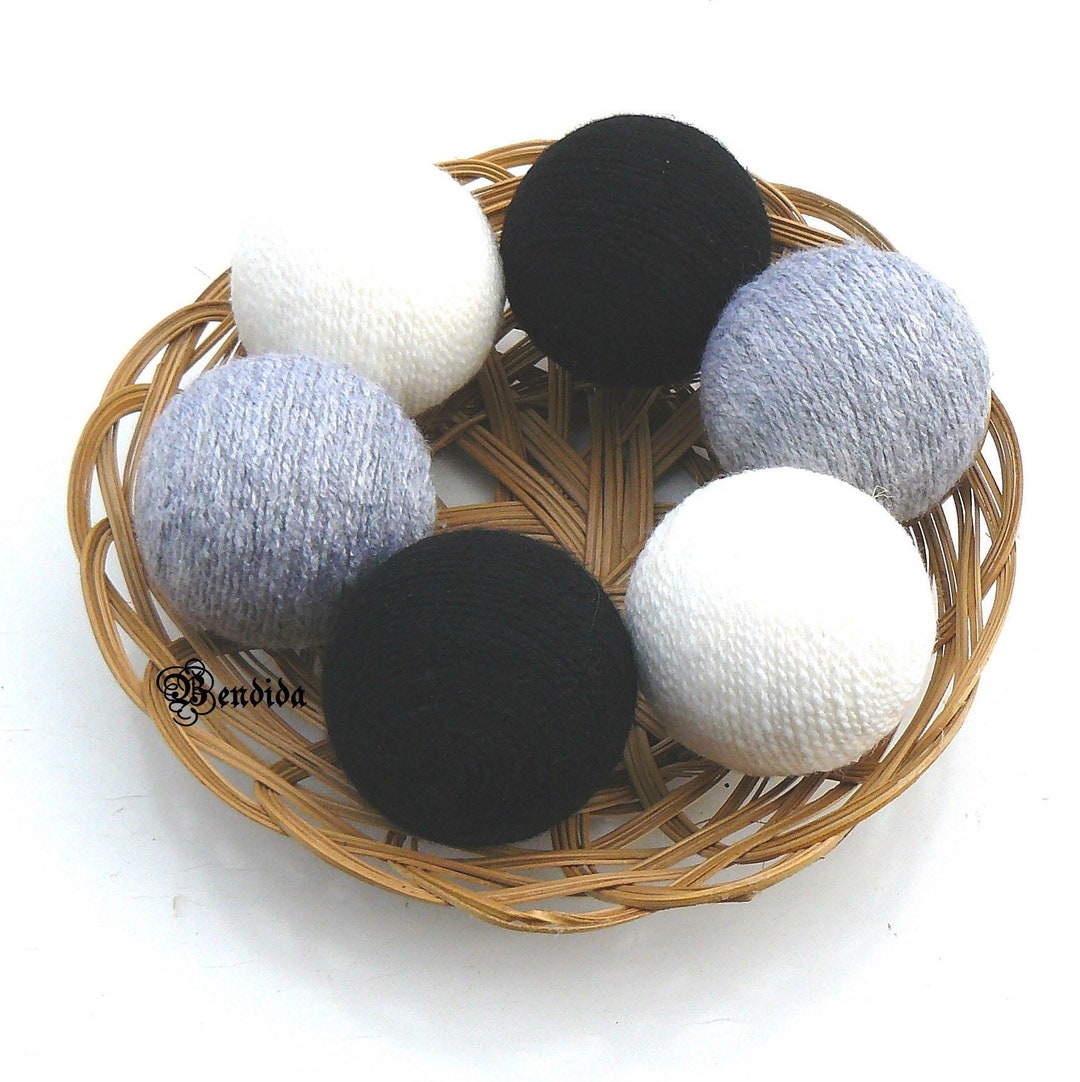 Gray Black and White Decorative Balls for Bowls, Vase Filler Orbs, Yarn ...