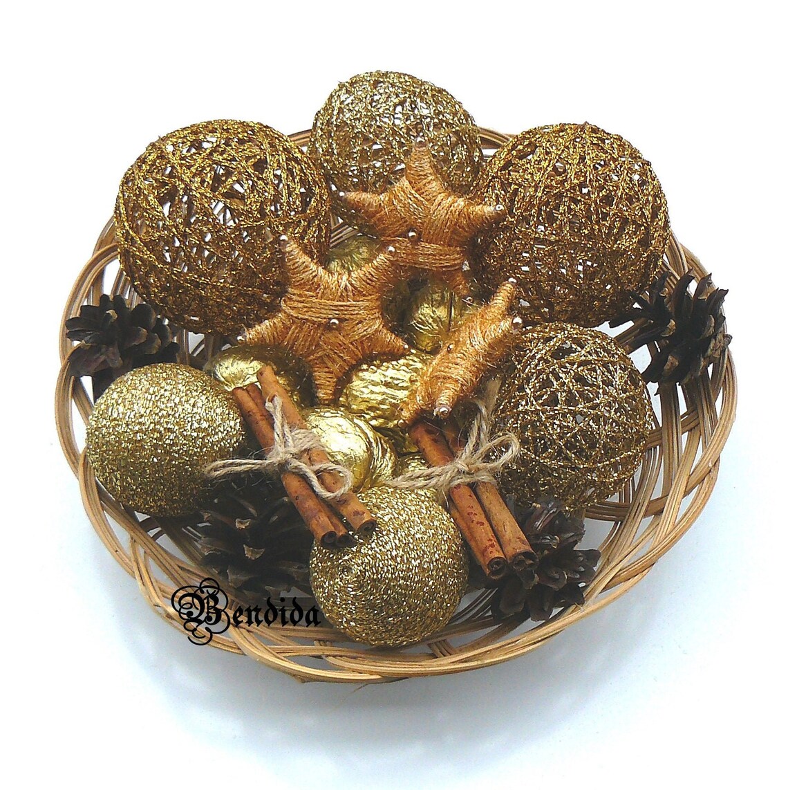 Gold Decorative Balls for Bowl Vase Fillers Orbs Yarn Etsy Norway