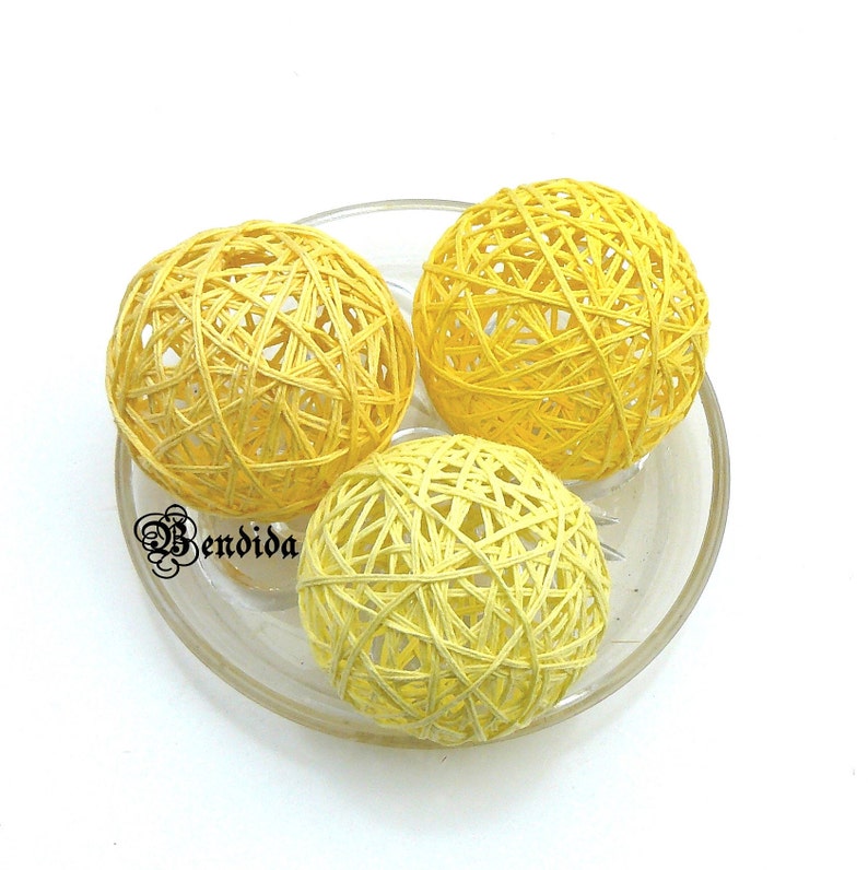 3 Yellow Decorative Balls for Bowl Vase Fillers Orbs Etsy