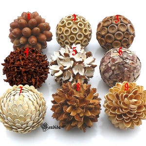 Grandes bolas decorativas para cuencos, rellenos para jarrones, esferas texturizadas, esferas de materiales naturales, centro de mesa rústico, decoración única para el hogar.