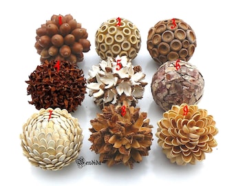 Large Decorative Balls for Bowls, Vase Fillers Textured Orbs, Spheres of Natural Materials, Rustic Table Centerpiece, Unique Home Decor.