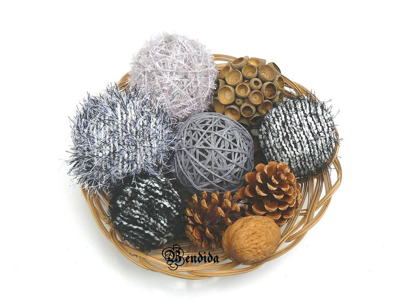 Gray Decorative Balls for Bowls Farmhouse Table Centerpiece Etsy