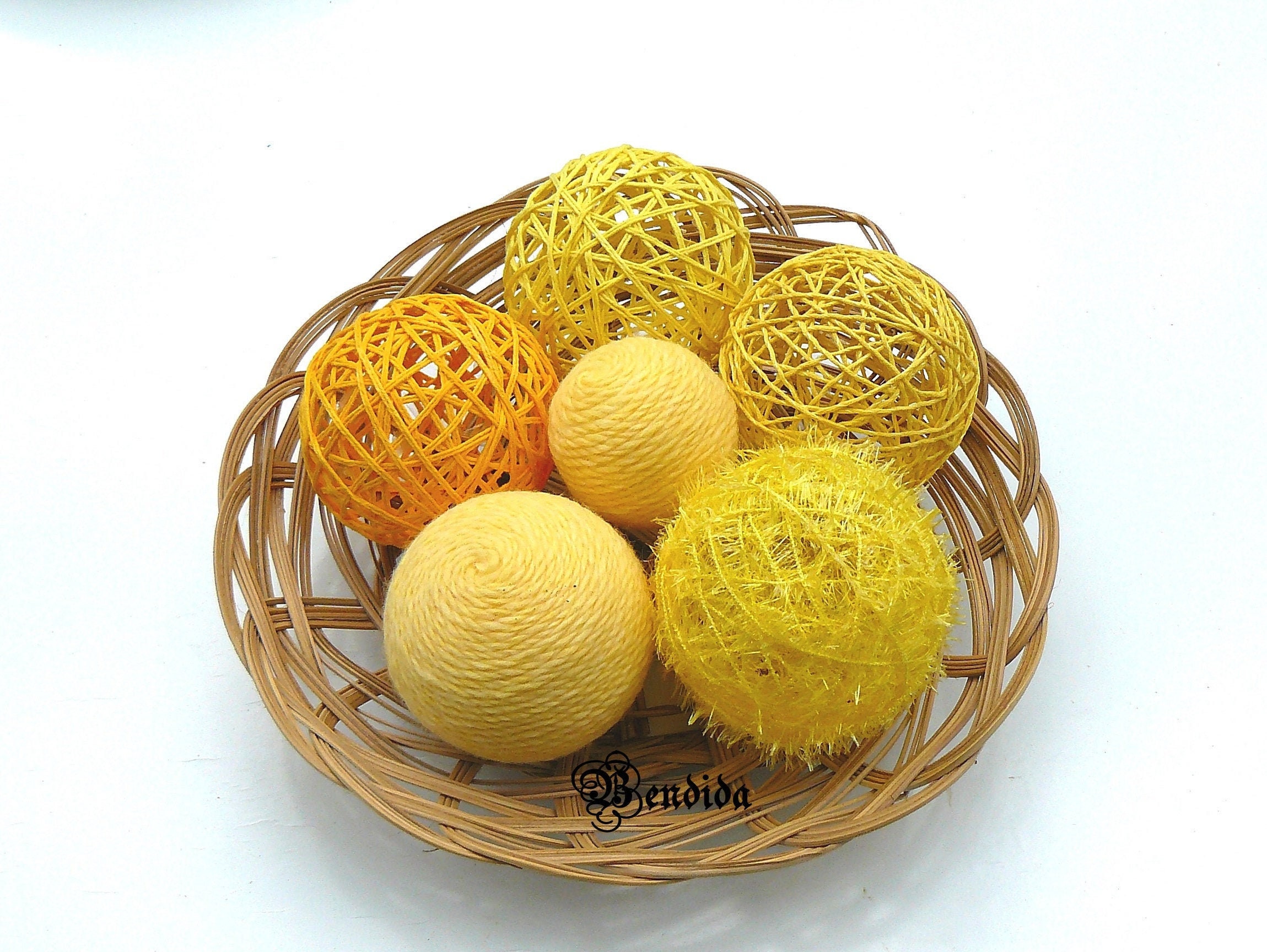 Yellow Decorative Balls for Bowls Dining Table Centerpiece Etsy