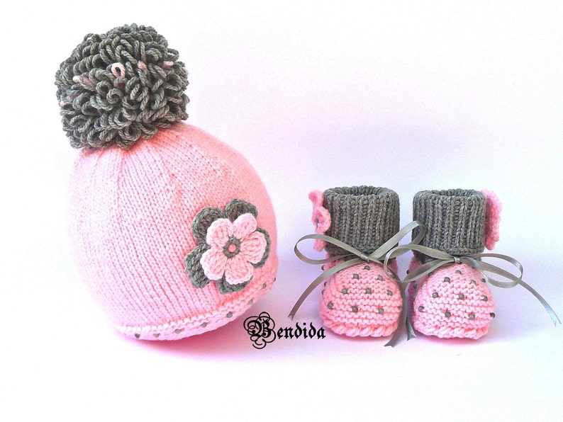 Crochet Baby Girl Clothes Baby Girl Coming Home Outfit Pink Baby Set Baby Girl Outfit Winter Newborn Clothes Baby Girl Hat and Booties