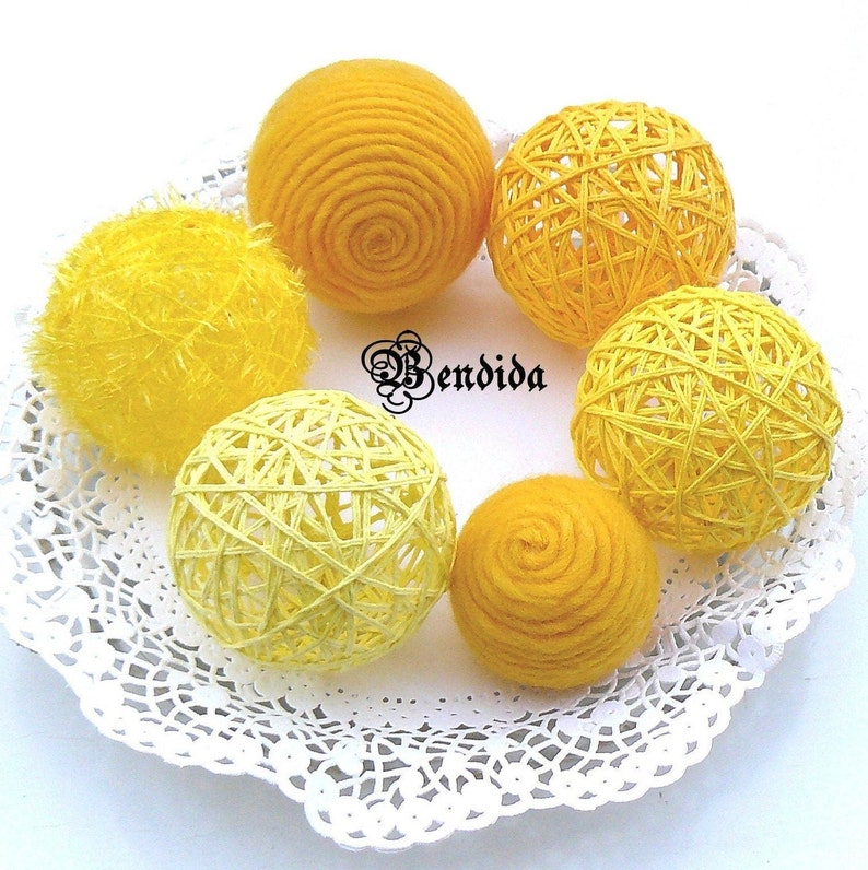 Yellow Decorative Balls for Bowl Vase Fillers Orbs Wrapped Etsy
