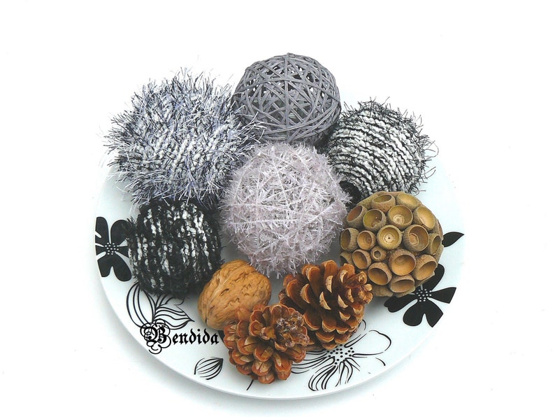 Gray Decorative Balls for Bowls Farmhouse Table Centerpiece Etsy