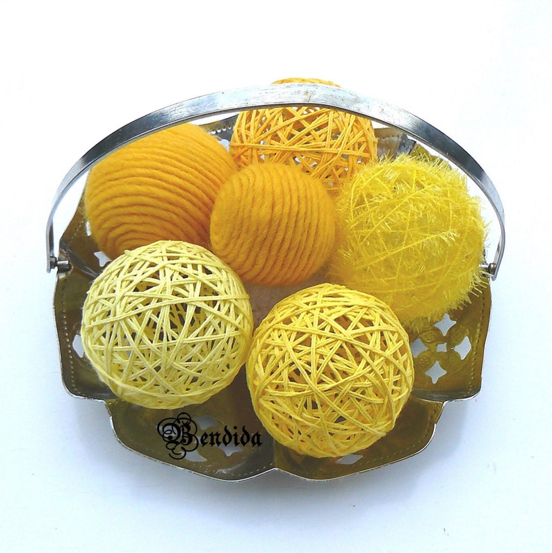 Yellow Decorative Balls for Bowl Vase Fillers Orbs Wrapped Etsy