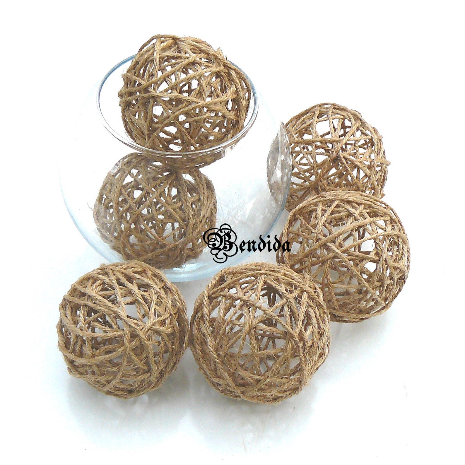 2 Twine Decorative Balls for Bowl Jute Orbs Vase Etsy