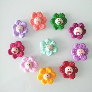 Bomboniera Nascita e Battesimo, Fiori calamita BIMBA, fiore fatto a mano in fimo, bomboniera artigianale