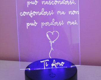 gift idea Valentine's Day LED lamp with personalized love anniversary engraving