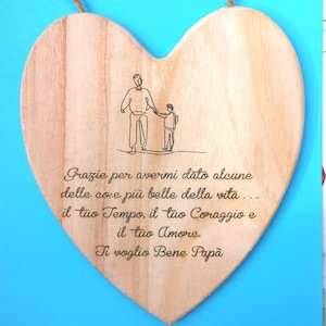 Personalized Father's Day Heart Wooden Plaque Engraved 18cm x 12cm