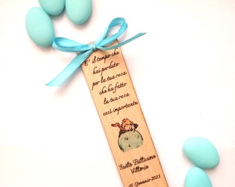 BAPTISM favor Little Prince WOODEN bookmark with personalized engraving size 12 cm x 3 cm