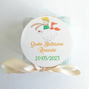 Portaconfetti in plexiglass con targhetta PICCOLO PRINCIPE personalizzato 5cm x 5cm Nascita Battesimo Compleanno
