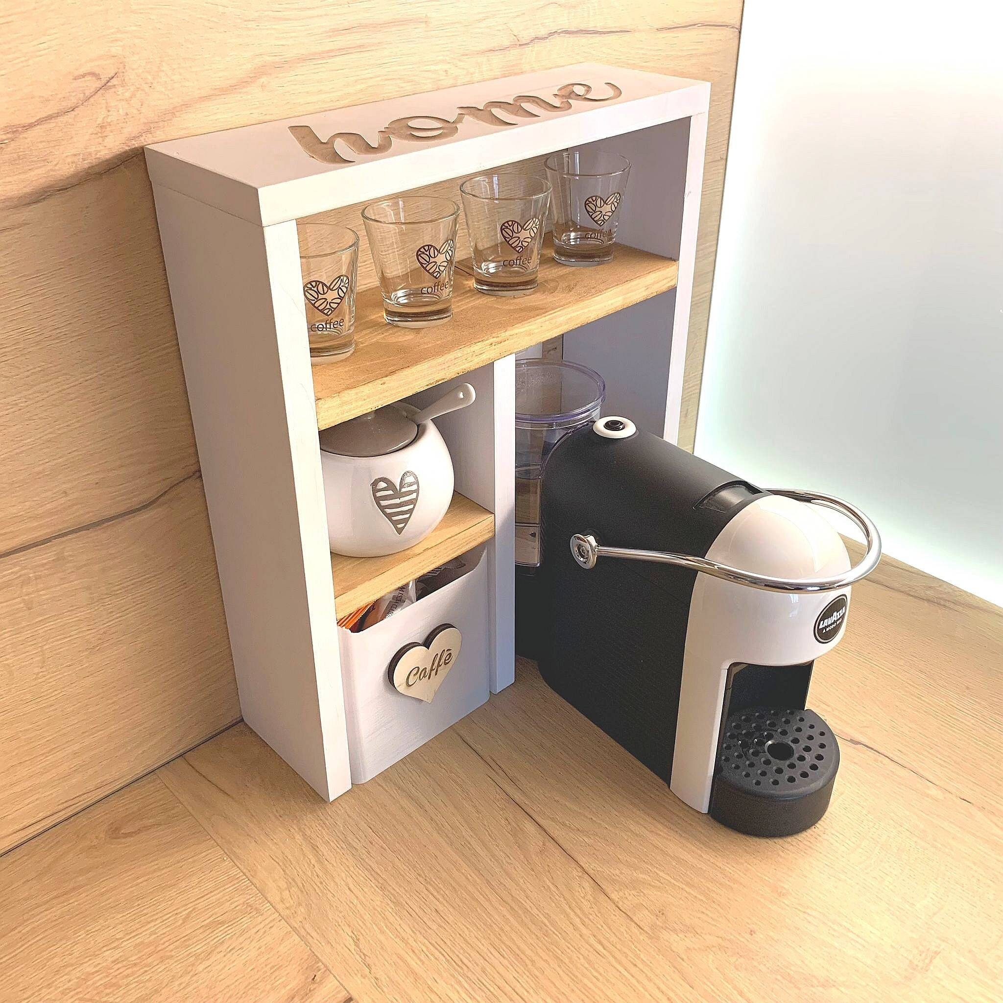 Porta cialde capsule Caffe in legno dispenser+coperchio vari colori  artigianale