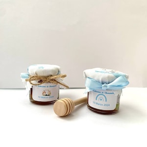 Bomboniera Battesimo bimbo Barattolino Miele millefiori artigianale 50gr, etichetta personalizzabile