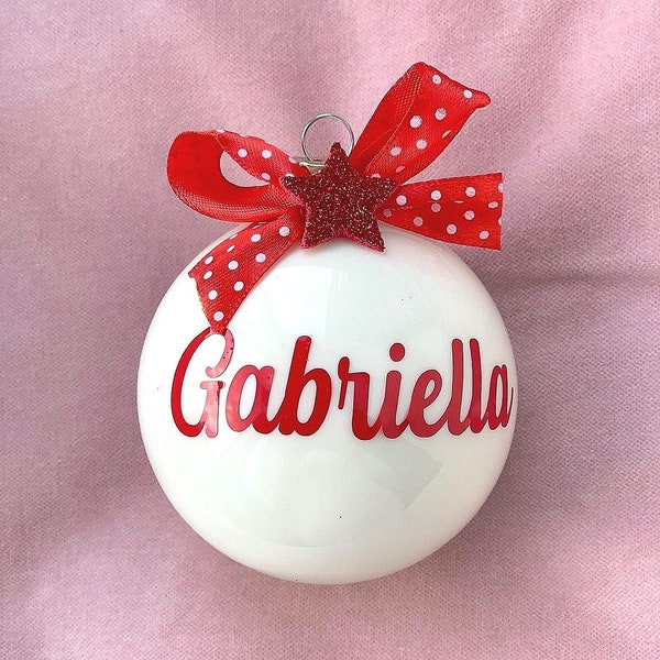 Pallina di Natale in Vetro 8cm personalizzata decorazioni natalizie, decorazioni albero personalizzate con nome bimbo/bimba/mamma/papà