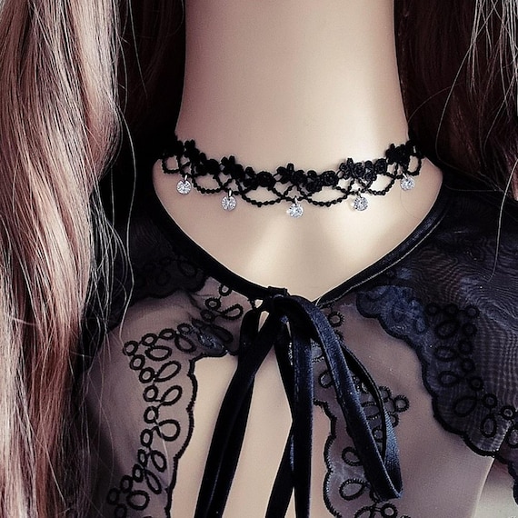 Rose Lace Crystal Choker Necklace